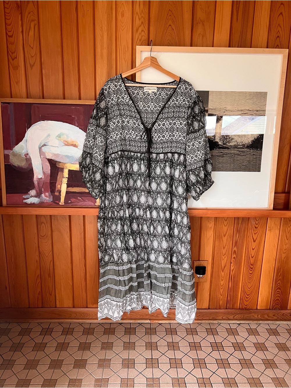 Daughters of India Jasmine Black & White Printed Women's Dress